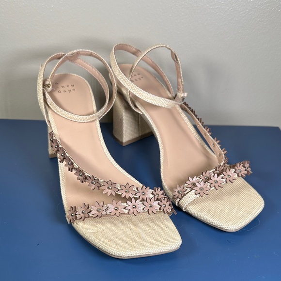 a new day Shoes - a new day Beige Floral Block Heels